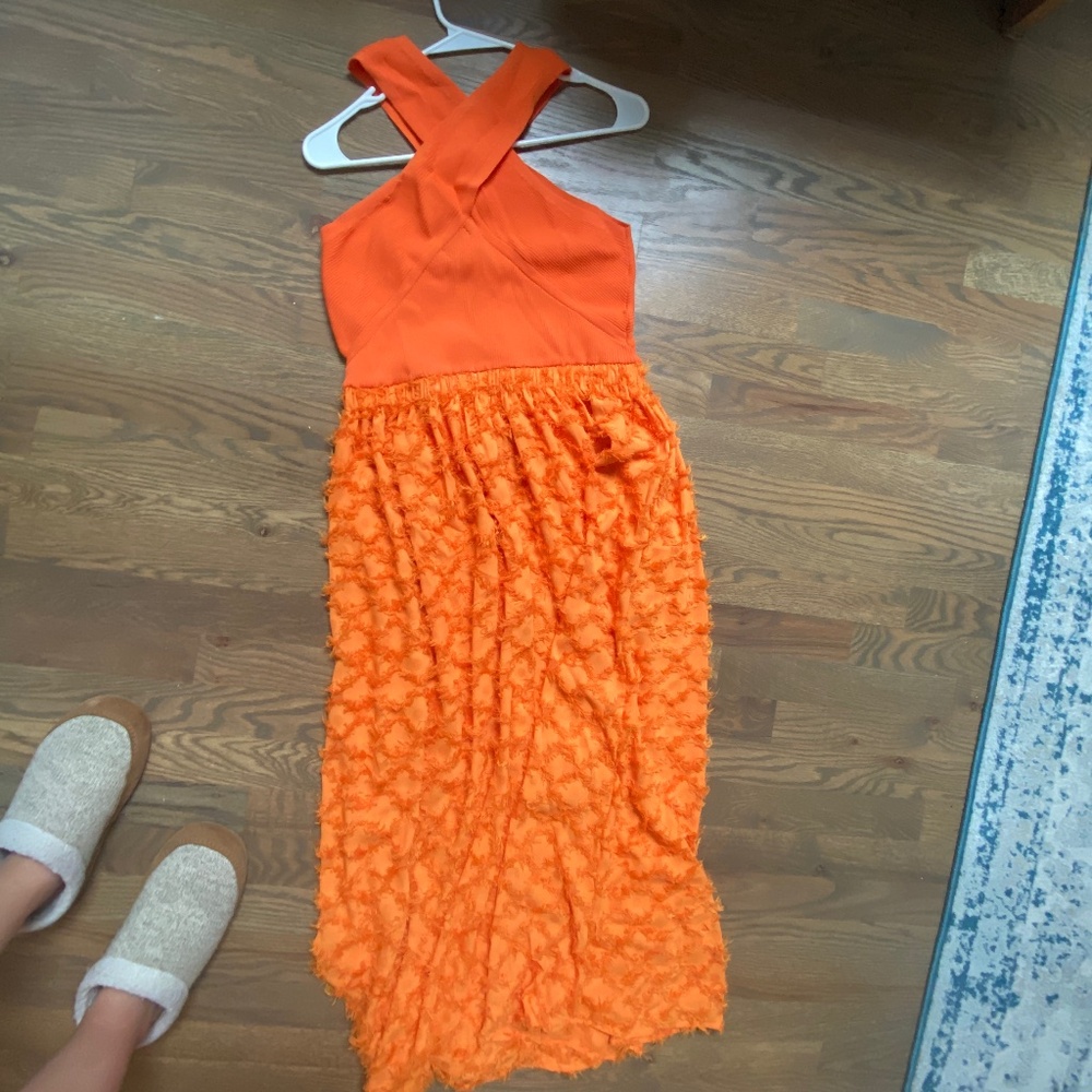 Orange mid length dress